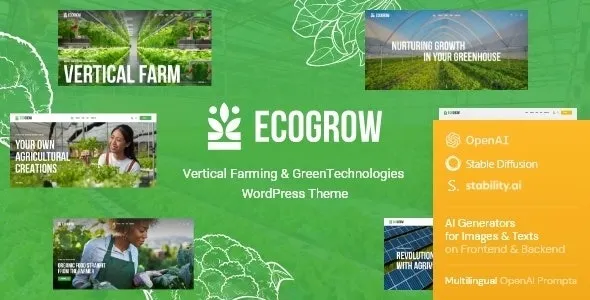 EcoGrow– Vertical Farming & Green Technologies WordPress Theme + AI