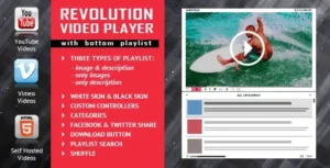 Revolution Video Player With Bottom Playlist – YouTube/Vimeo/Self-Hosted Support